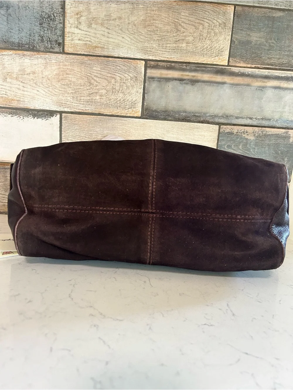 NWT Free People Suede Boxy Shoulder Bag in Espresso With Included Charm